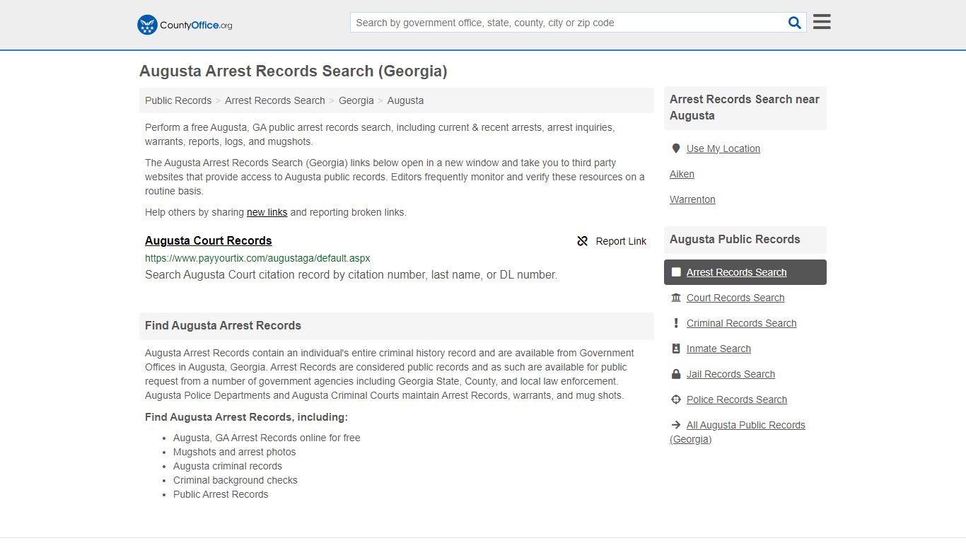 Arrest Records Search - Augusta, GA (Arrests & Mugshots) - County Office